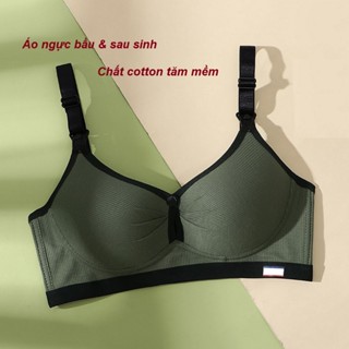Áo ngực sau sinh, áo lót bầu, chất cotton tăm hàn mềm đẹp, cúc mở ngang, áo không gọng giúp mẹ bầu thoải mái - AL013