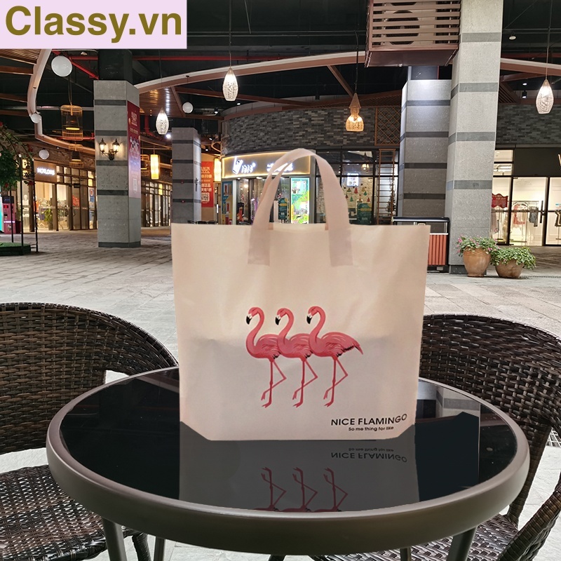 Túi Tote Hồng Hạc Classy Bằng Nhựa Nhiều Size, Màu Hồng, Không Ra Màu T1360