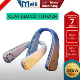 Quạt đeo cổ  mini không cánh MELLI 3 chế độ gió sạc qua USB tiện lợi và dung lượng pin lớn 4000 mAh thể thao năng động