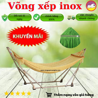 Võng xếp inox Cao cấp phi 32 cả bộ gồm lưới cán thép cỡ đại loại 1(khung bảo hành 1 năm)