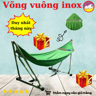 võng xếp khung vuông inox cao cấp giá võng xếp gọn bảo hành 1 năm