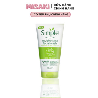 Sữa rữa mặt simple sạch sâu 150ml moisturising dưỡng ẩm cho da trông khoẻ và mịn màng