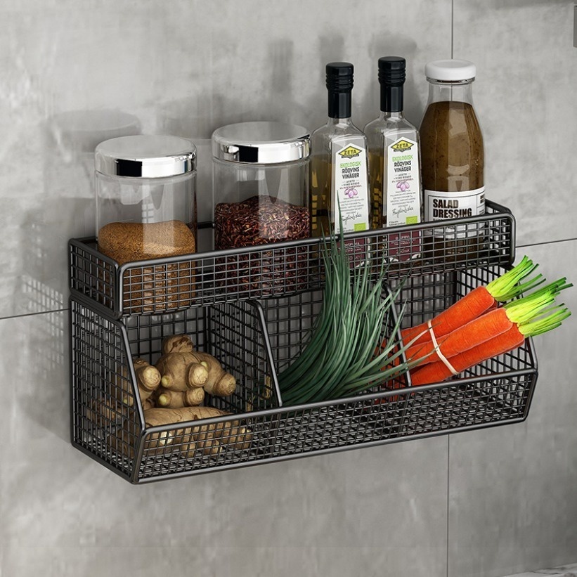 Kệ Đựng Gia Vị 2 Tầng, Kệ Đựng Đồ Đa Năng Hình Chữ Nhật Dán Tường Hình Chữ Nhật, Kệ Thép Sơn Tĩnh Đi
