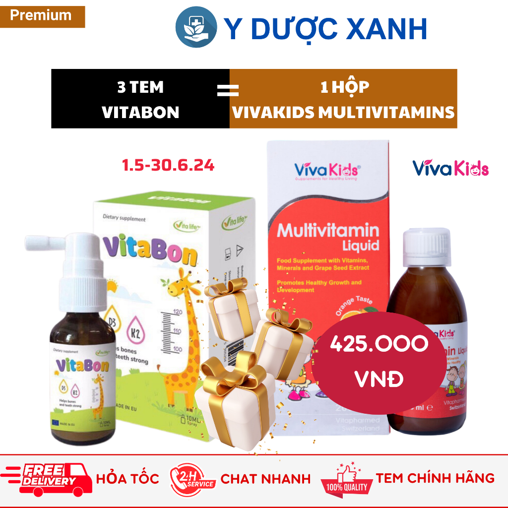 Mua [Chính Hãng] VITABON, 10 ml, Bổ sung vitamin D3 K2 cho bé - Y Dược Xanh