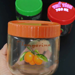 Keo gia vị thuỷ tinh 750ml,hũ keo bông thuỷ tinh ngâm dưa ( GIAO MÀU NGẪU NHIÊN )
