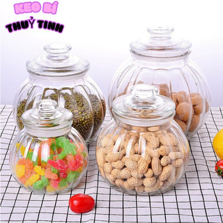 Hũ thuỷ tinh bí sọc 1.3 lít, hũ gia vị thuỷ tinh 1300ml, hũ thuỷ tinh