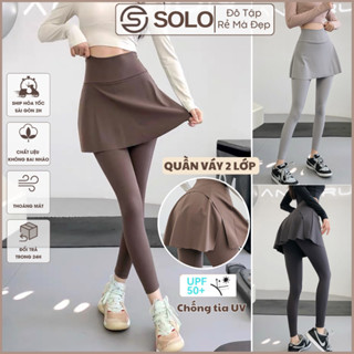 Quần Váy Kèm Legging Dài Co Giãn Đồ Tập Nữ Gym Yoga Tennis GOLF Chống nắng Rẻ Solo Sportswears 1381