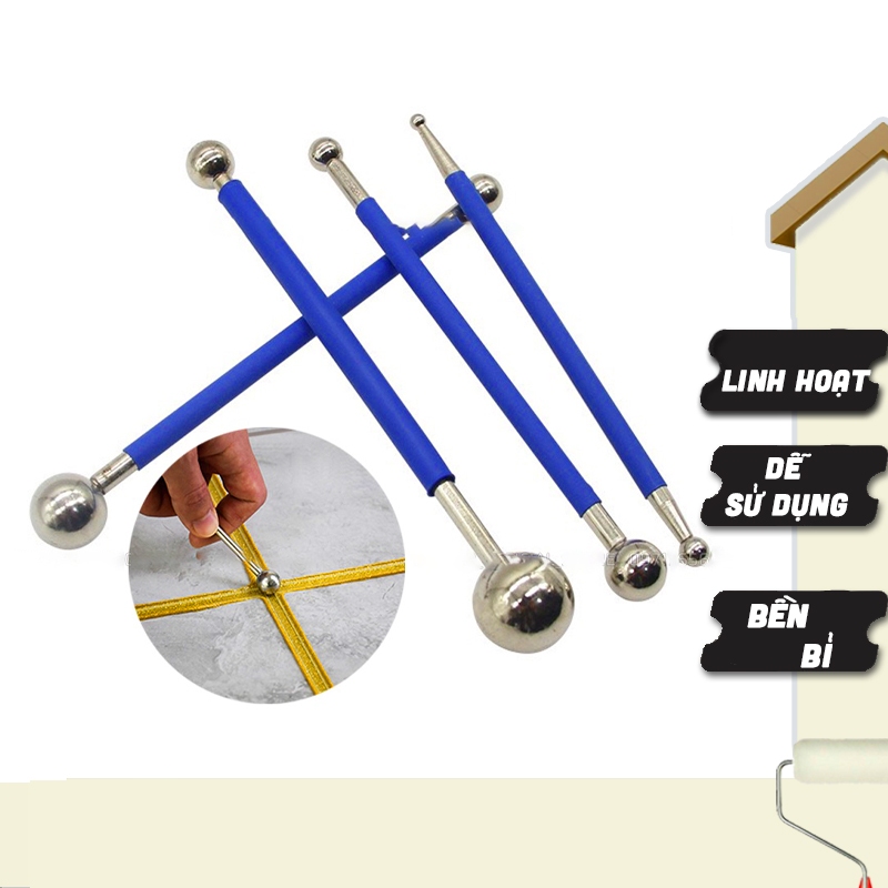 Bộ 4 cây bi lăn mạch đường ron gạch, dụng cụ hỗ trợ thi công ron gạch epoxy