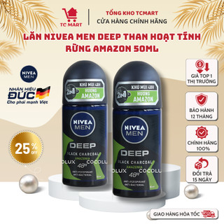 Lăn Ngăn Mùi NIVEA MEN Deep Than Đen Hương Rừng Amazon (50 ml) - Giảm tiết mồ hôi hiệu quả 48h