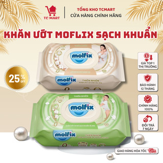 Khăn ướt Molfix Thiên nhiên Sơ Sinh Dịu Nhẹ,Sạch Khuẩn Vệ Sinh - Gói 100 miếng