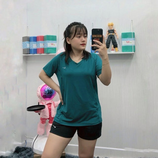 Áo thể thao nữ big size cổ tim, chất thun lạnh co dãn 4 chiều, lên đến 90kg - ag45232