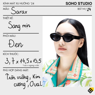 Kính mát nam nữ thời trang SARAX Soho Studio gọng mắt mèo - mắt kính đen ngầu, chống ánh sáng, tia UV đeo đi biển