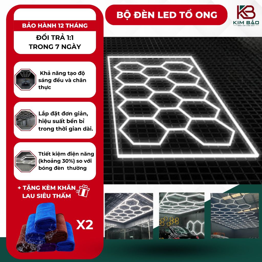 [Siêu Sáng] Đèn Led Trang Trí Hình Tổ Ong Lục Giác, Đèn Treo Ốp Trần Trang Trí Gara, Baber Công Suất 850W BH 12T có VAT