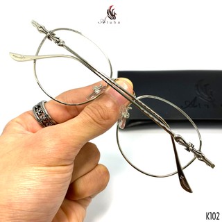 Gọng kính Hàn Quốc Retro họa tiết hoa Iris Chrome Heart chống ánh sáng xanh - K102 - Aluha