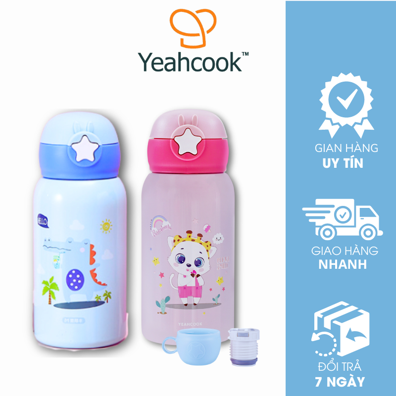 Bình Nước Giữ Nhiệt Cho Bé, Bình Giữ Nhiệt Có Ống Hút Dung Tích 500Ml Yeahcook