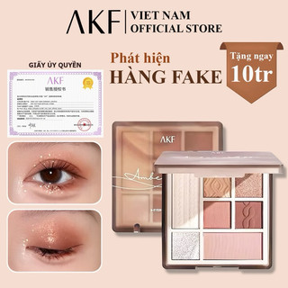 { AKF } Bảng phấn mắt AKF bảy màu - Phấn mắt, phấn má hồng màu lì chống nước,lâu trôi-phấn mắt màu nhũ tự nhiên,quyến rũ
