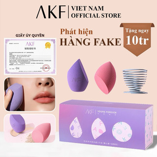 { AKF } Set mút tán nền AKF-hộp 2c mút tán kem nền kèm đế phơi-bông mút trang điểm siêu mềm-mút đánh phấn hình giọt nước