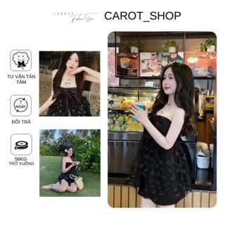 Áo quây phối nơ đính butterfly dễ thương, áo cúp ngực baby doll