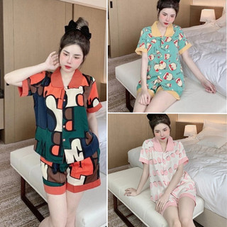Set pijama đồ bộ áo cộc quần đùi pyjama đồ bộ ngủ nữ mặc nhà siêu rẻ