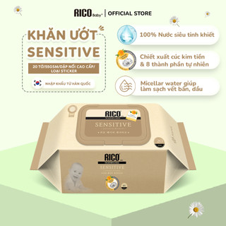 Khăn Giấy Ướt Mini RICO BABY Sensitive Hàn Quốc Cao Cấp Lành Tính, Sạch Khuẩn và An Toàn 20 Tờ Loại Nắp
