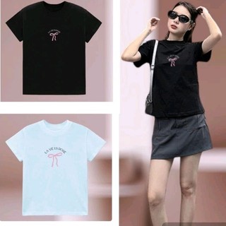 Thu thanh boutique-áo thun form fit mẫu nơ la vien rose. áo baby tee chất cotton co giãn, thoải mái
