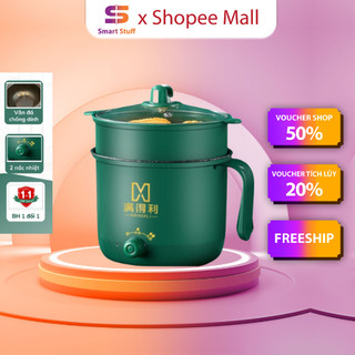 Nồi Lẩu Điện Mini Smart Gadgets, Nấu Mì 2 Tầng Kèm Giá Hấp Nướng, Luộc, Chiên Chống Dính Vấn Đá Tiện Lợi, Ca nấu mì - N2