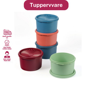 TUPPERWARE_Bộ 05 hộp Bảo quản thực phẩm Midi Deco Tupperware dung tích 1L, nắp đóng tiện lợi, nhựa nguyên sinh