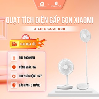 Quạt tích điện gấp gọn Xiaomi 3 Life Guzi 008 Pin 8000mAh chiều cao linh động 37-93cm bảo hành 3 tháng
