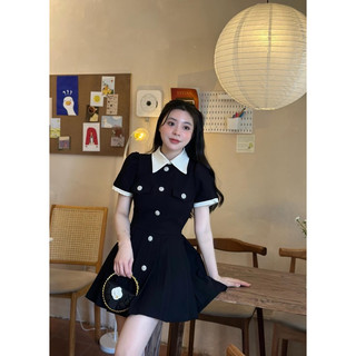 Đầm đen cổ trắng đính đá🎀