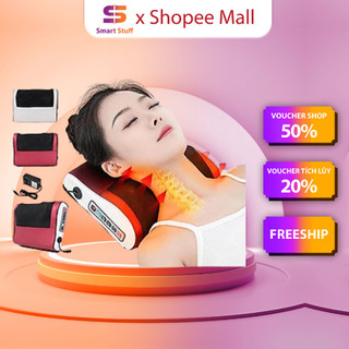 Gối massage cổ vai gáy, gối massage hồng ngoại 20 bi cao cấp hỗ trợ mát xa toàn thân