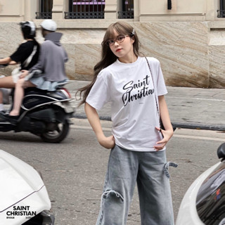 Áo phông cotton cổ tròn co giãn Saint Christian By Jolie unisex mùa hè