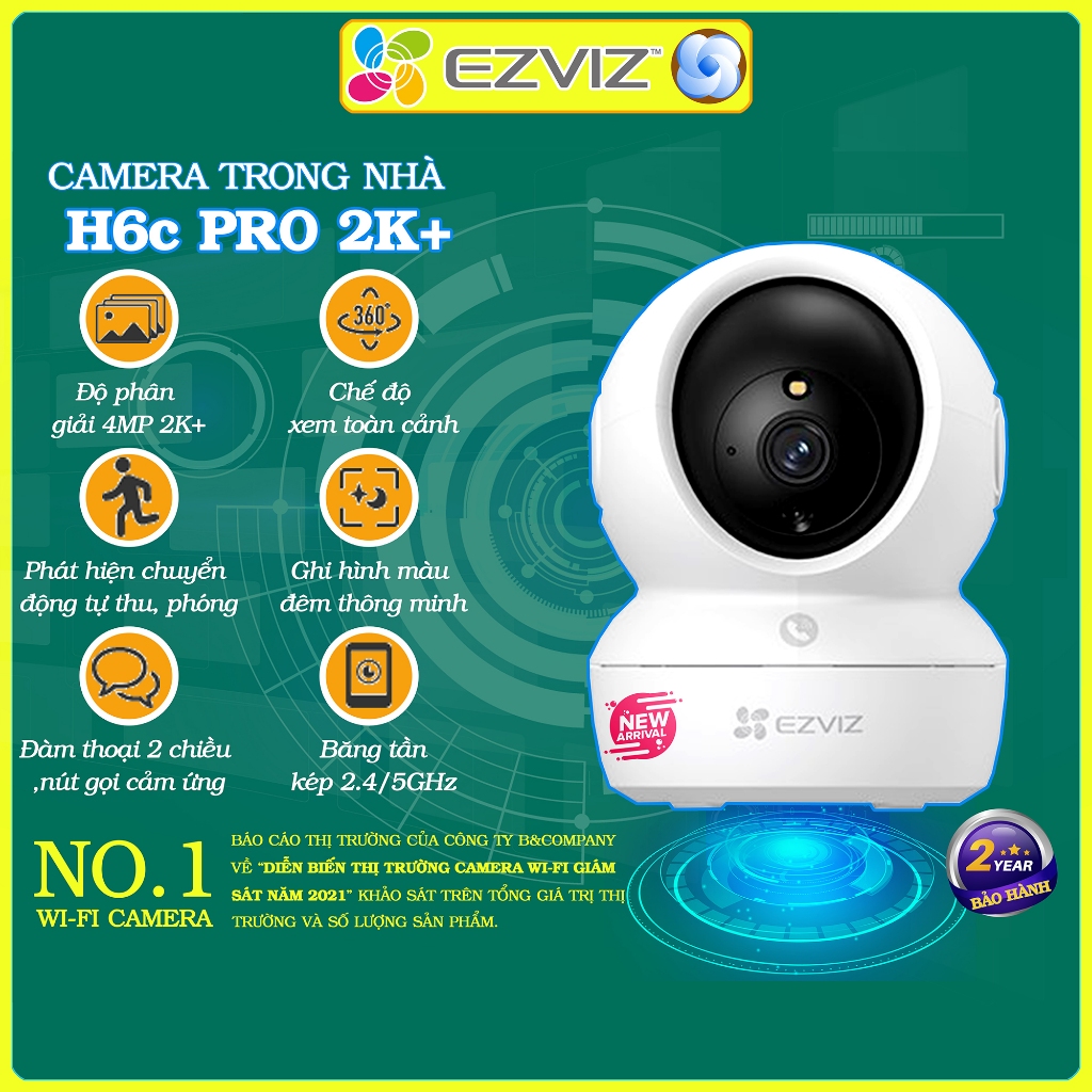 Camera wifi Ezviz C6CN TY1 H6c 4MP 2K chính hãng, đàm thoại 2 chiều, xoay 360 độ