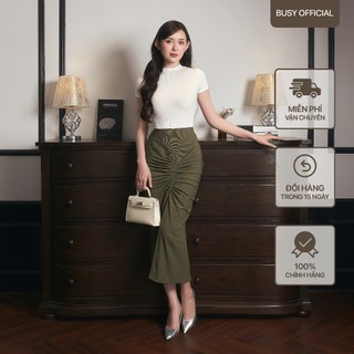 Chân Váy Nhún Giữa Rút Dây Dáng Dài Nữ Thun Tăm Co Giãn CVN4