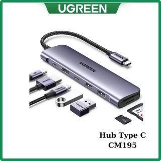 Chuyển type c to hdmi 4k@30hz + 2 x usb 3.0 + usb-c + sd&tf + pd ugreen 15214