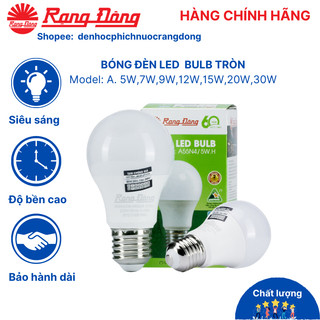 Bóng đèn led bulb tròn 5w, 7w, 9w, 12w, 15w, 20w, siêu sáng, tiết kiệm điện đui xoáy e27