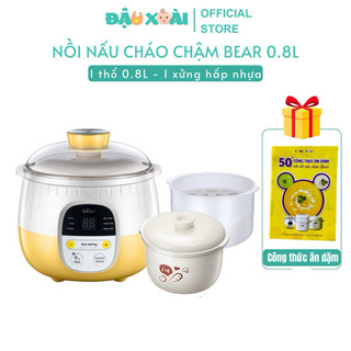 Nồi nấu cháo chậm Bear nấu cháo cho bé 0.8L kèm lồng hấp bản Tiếng Việt Bảo hành 18 tháng Đậu Xoài Shop