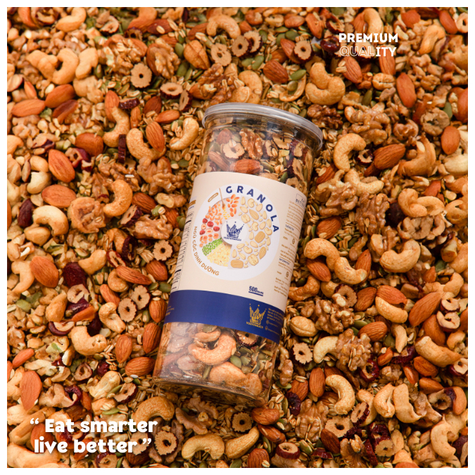 Ngũ Cốc Granola Tiêu Chuẩn (25% Yến Mạch) Ngũ Cốc Ăn Kiêng, Dinh Dưỡng VUA YẾN MẠCH