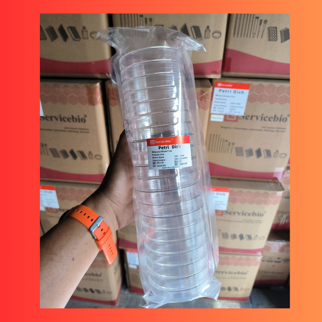 Thùng 120 cái đĩa petri nhựa 90mm vô trùng Servicebio