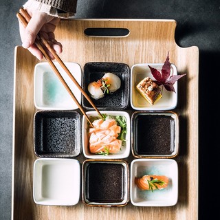 Đĩa sứ đựng nước chấm, đĩa sứ gia vị hình vuông, bát đựng gia vị