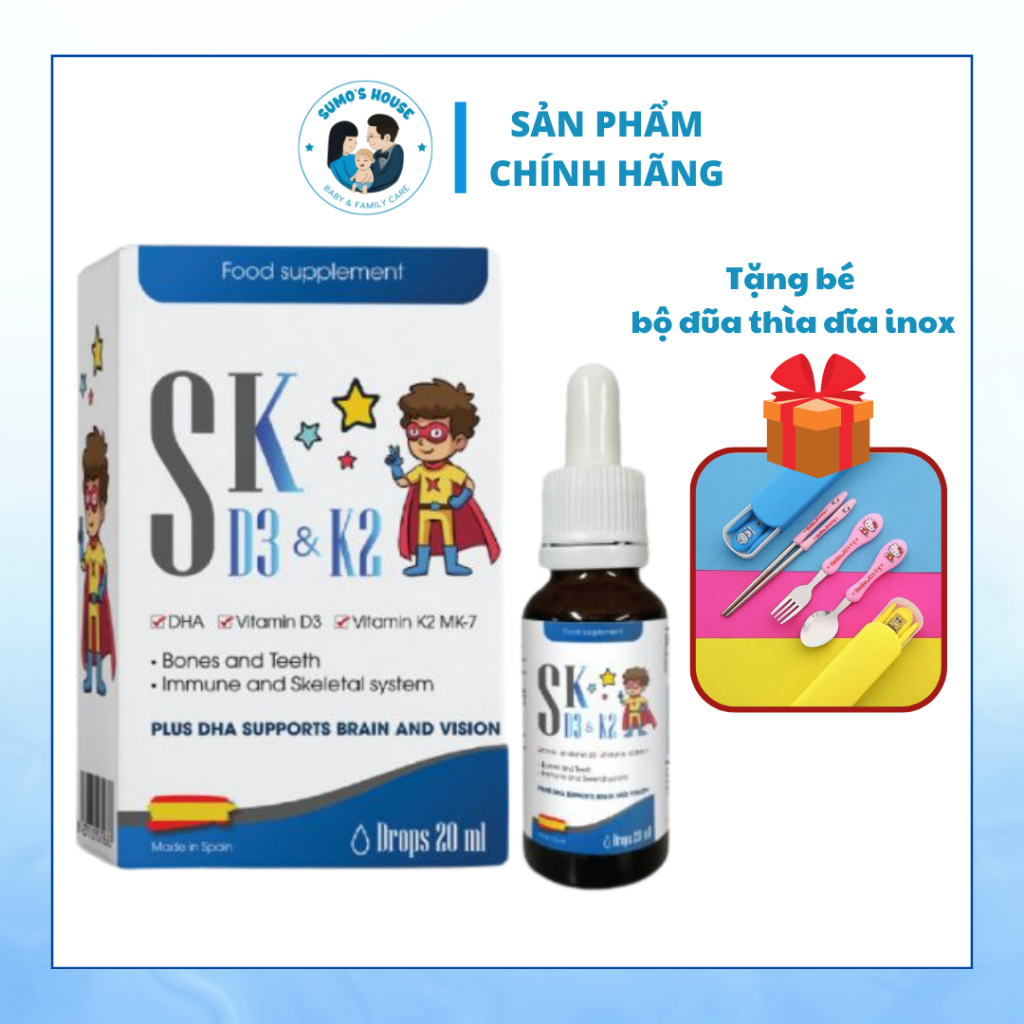 SK D3K2 DHA - Bổ sung DHA, vitamin D3 và Vitamin K2 MK-7