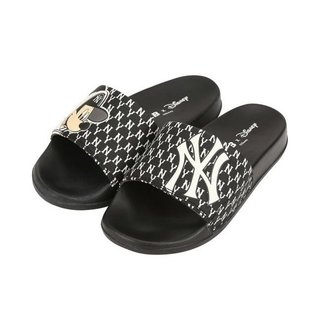 [ FULLBOX HIDDENTAG ] Dép MLB Quai Ngang Unisex LA x MICKEY Phối Màu Đen Monogram Chính Hãng. Dép Thời Trang Nam Nữ