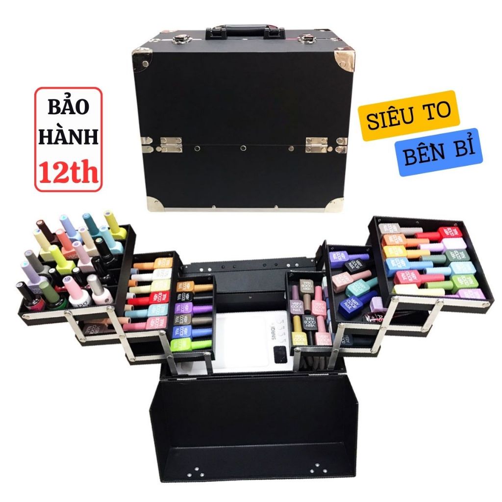Cốp đựng đồ nail Hamaca LS37 size to 3 tầng đựng vừa máy hơ T8, máy hơ nail, đựng sơn nail LINH SHOP