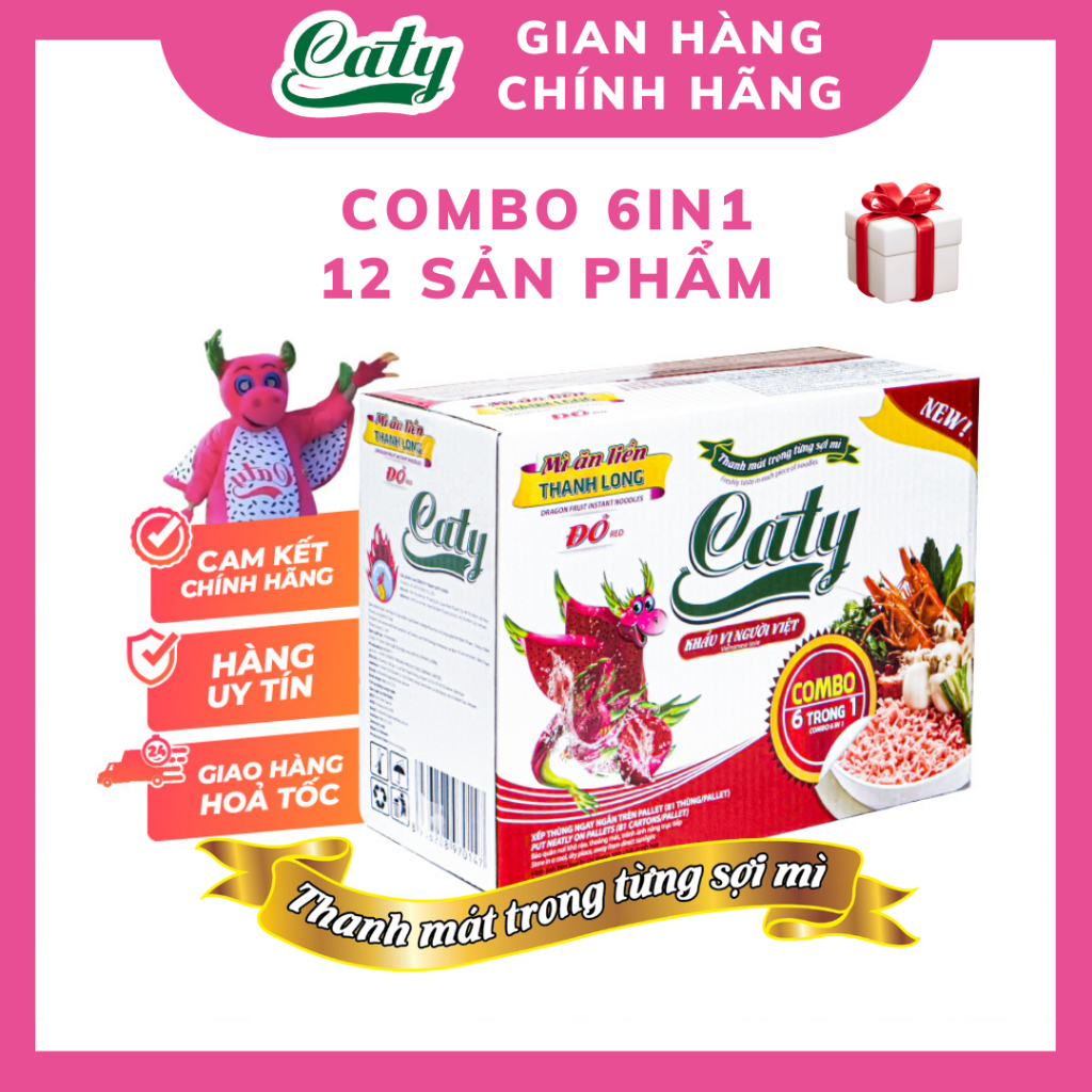 [HÀ NỘI] Thùng combo Mì Thanh Long Caty (12 gói cho 6 loại)