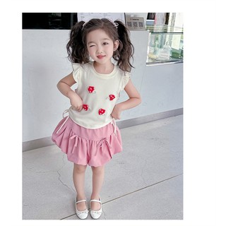 Bộ Đồ Bé Gái Mùa Hè Mới 2024 Phong Cách Hàn Quốc cotton mềm mịn thấm hút mồ hôi, quần áo trẻ em.