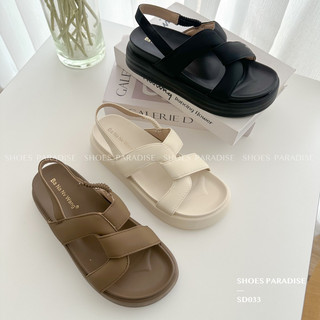 Giày sandal nữ chéo quai hậu giày cao 4cm đế nhựa mềm êm màu đen trắng nâu shoesparadise sd033