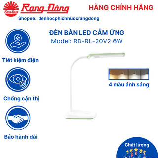 Đèn học Rạng Đông, đèn bàn học, làm việc chống cận, cảm ứng , để bàn bảo vệ mắt RL20V2 6W