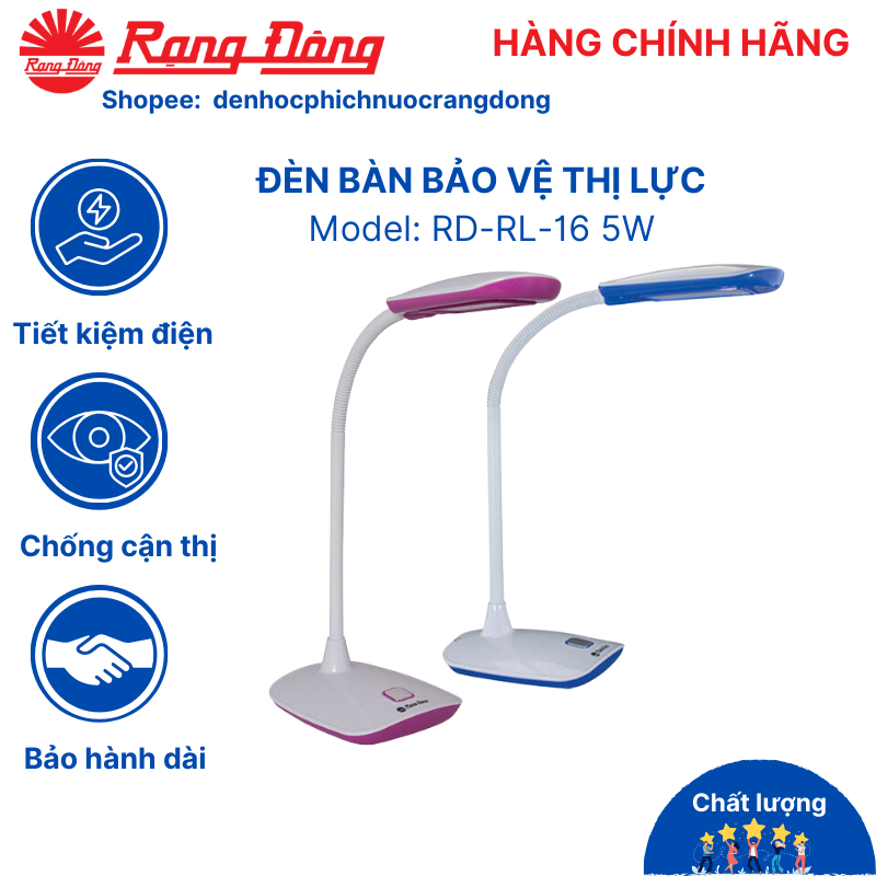 Đèn học Rạng Đông, đèn bàn led chống cận, để bàn học, làm việc bảo vệ thị lực RD-RL-16 5W