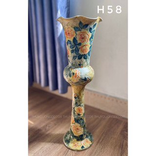 Bình gốm vuốt tay độc bản vẽ hoa 3D