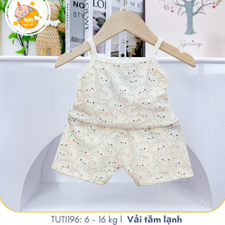 Đồ 2 dây cho bé gái mùa hẻ Tutibaby vải tăm mát mẻ 2024, đồ bộ ở nhà cho bé, TUTI196