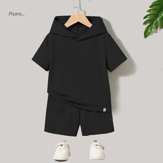 Bộ quần áo thun phom rộng có mũ PISARO cotton 2 chiều dày dặn cho bé,áo phông có mũ cho bé